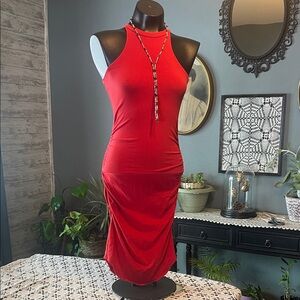 LA Made Vibrant Red Midi Dress